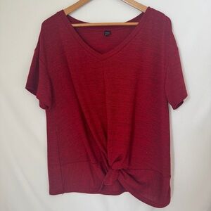 SHEIN Red Short Sleeve V-Neck Top